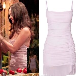 PrettyLittleThing Lilac Mesh Ruched Bodycon Dress